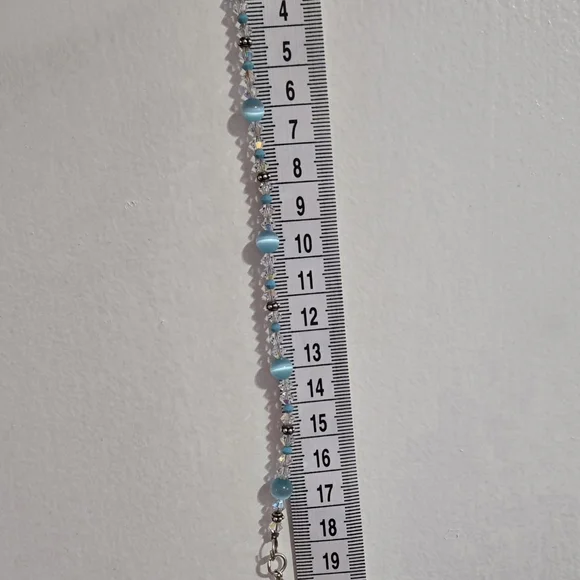 Blue Bead Sterling Silver Bracelet with Ribbon Charm - Picture 3 of 3